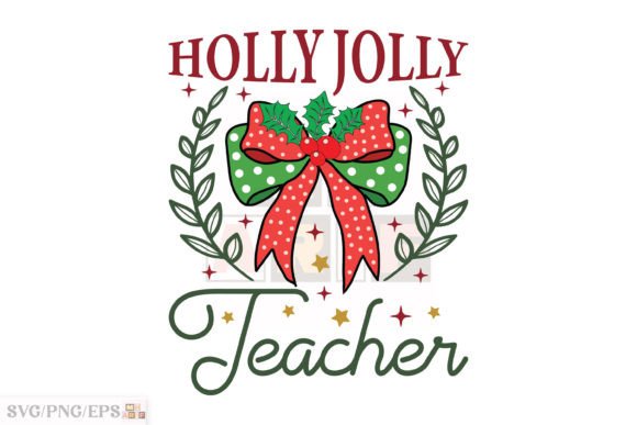 Christmas Teacher Pencil Bow SVG Design