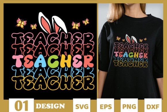 Groovy Teacher Bunny Easter SVG Graphics