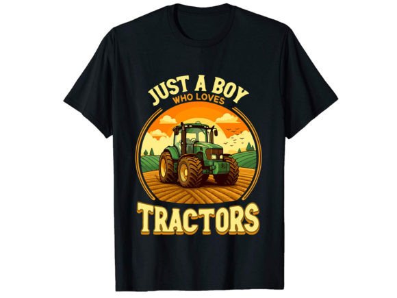 Just a Boy Who Tractor T-Shirt Design