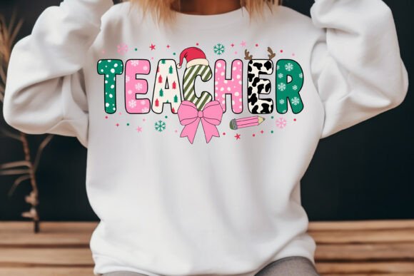 Pink Christmas Teacher Retro Svg Png Graphics
