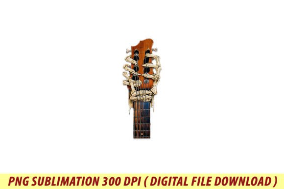 Rock on Skeleton Hand Guitar Png Graphics