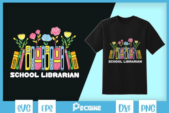 School Librarian Books Floral SVG for Graphics & T-Shirt Designs
