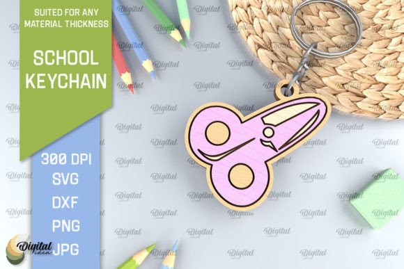 School Wooden Keychain Laser Cut