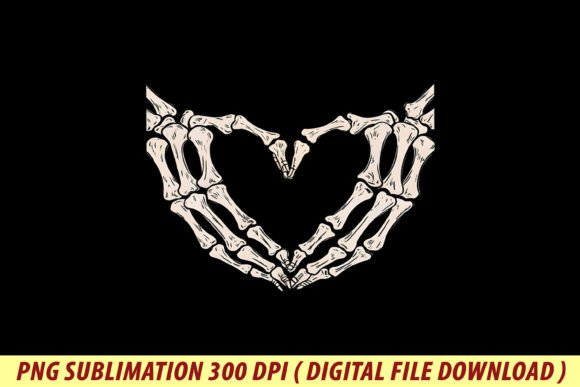 Skeleton Hands Heart Sign Retro Halloween Graphics