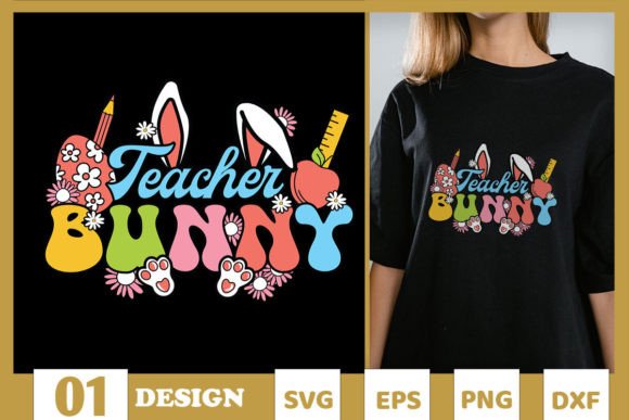 Teacher Bunny SVG Retro Easter SVG