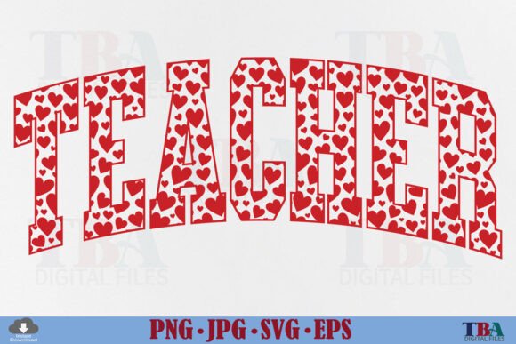 Teacher Valentine SVG Varsity Heart Love Graphics